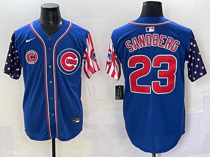 Men 2025 Chicago Cubs 23 Sandberg Blue a generation of national flags Joint Name Nike MLB Jersey style 6